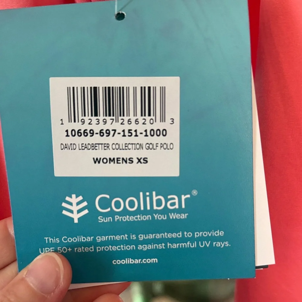 Coolibar David Leadbetter Golf Polo Long Sleeve UPF 50+ Coral Pink XS NEW - Picture 4 of 7